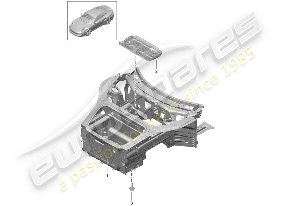 porsche 991 turbo (2016) front end parts diagram