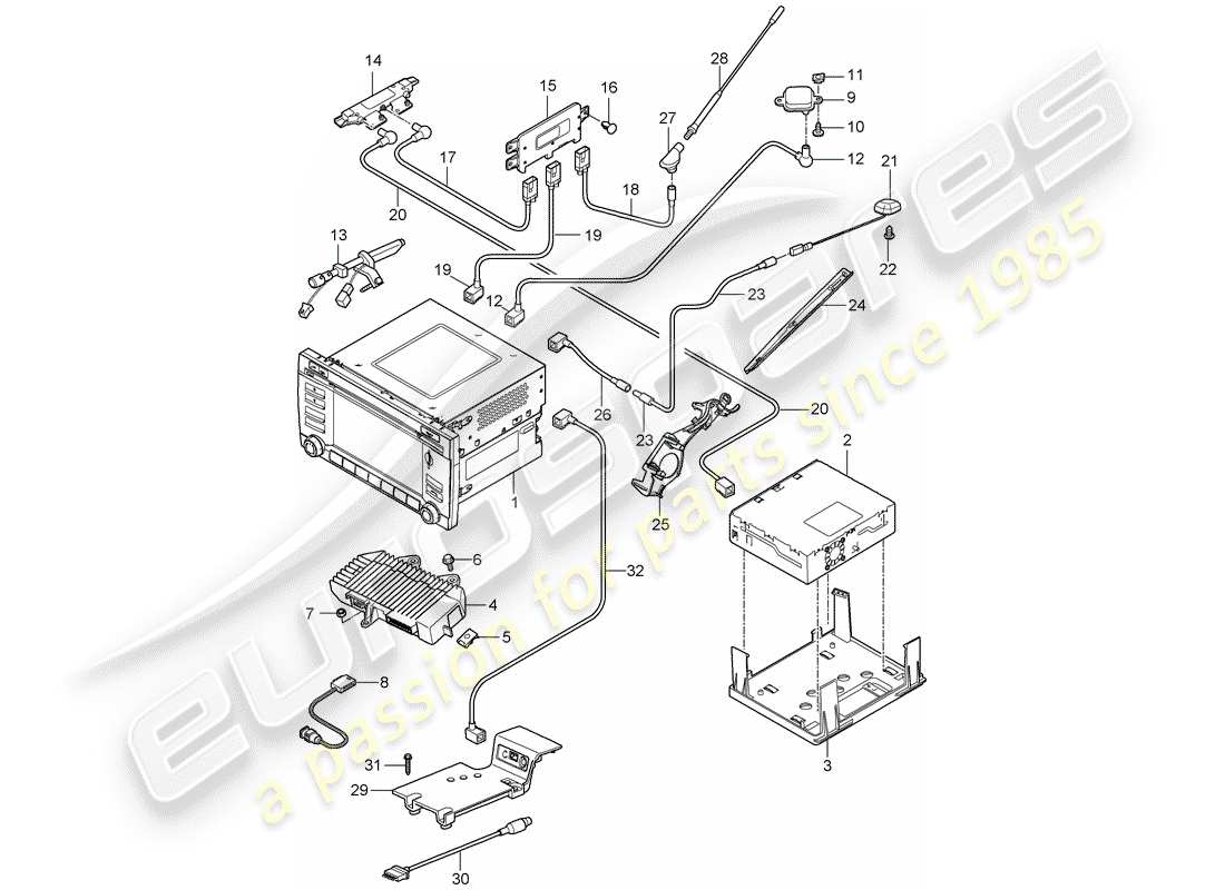 porsche 2009 (987 boxster) operating unit part diagram