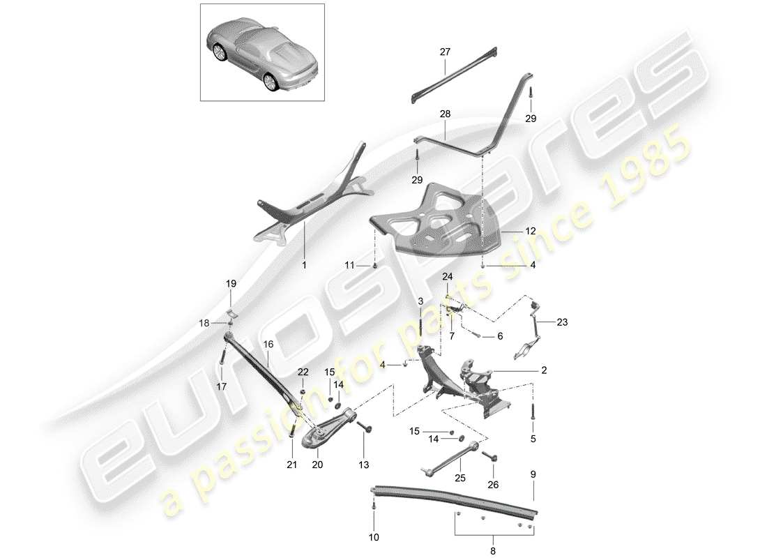 porsche 2016 (981 boxster spyder) rear axle part diagram