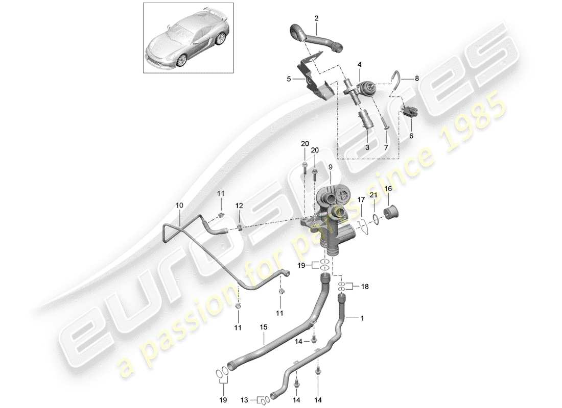 porsche cayman gt4 (2016) connection parts diagram