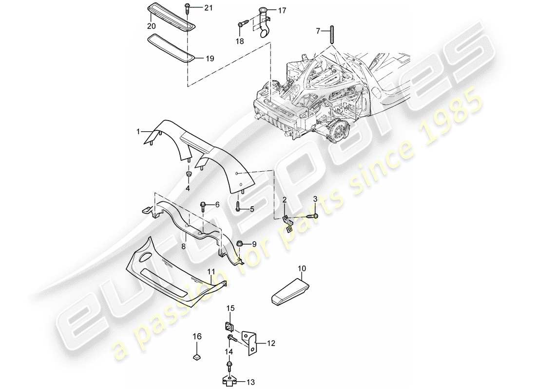 porsche 2006 (carrera gt) rear end - accessories parts diagram