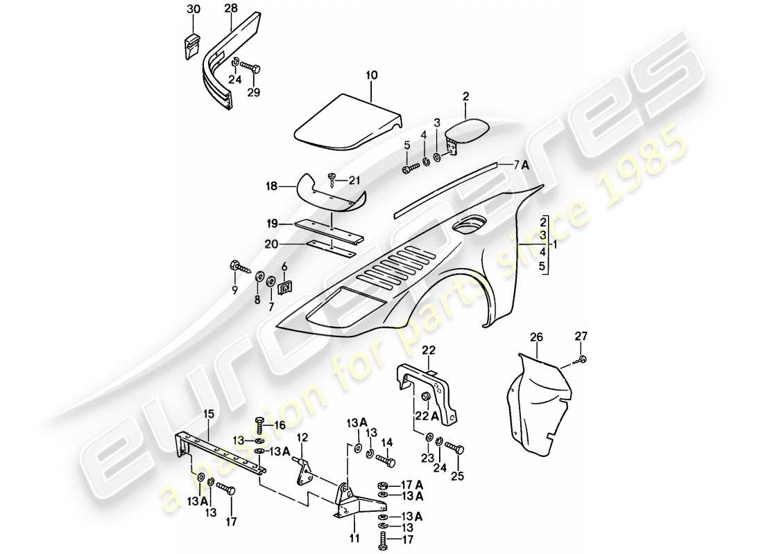 porsche 911 (1989) special model - flatnose design - exterior panelling - fender part diagram