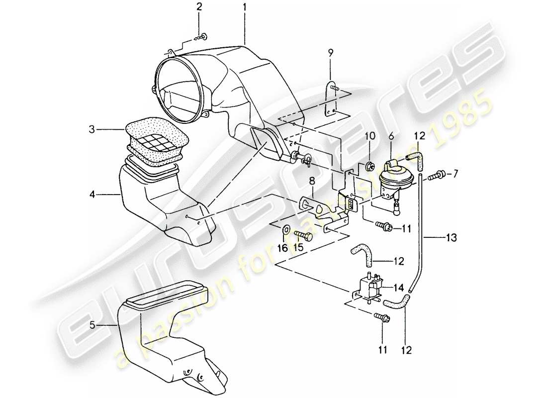 porsche 1994 (993) fresh air intake part diagram