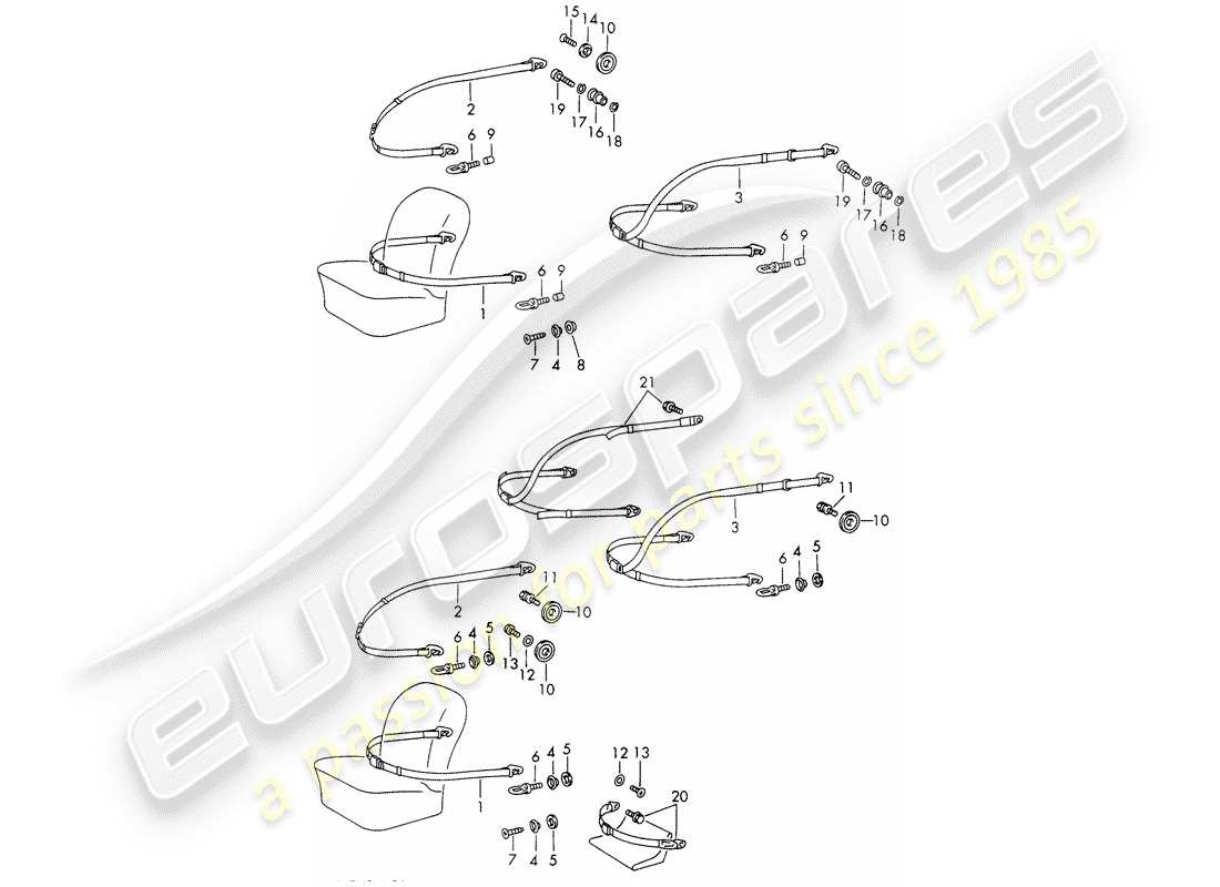 porsche 1968 (911/912) seat belt - d >> - mj 1968 part diagram