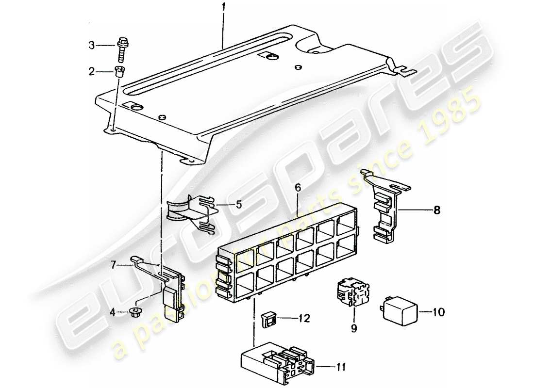 porsche 2004 (996) fuse box/relay plate - rear end part diagram