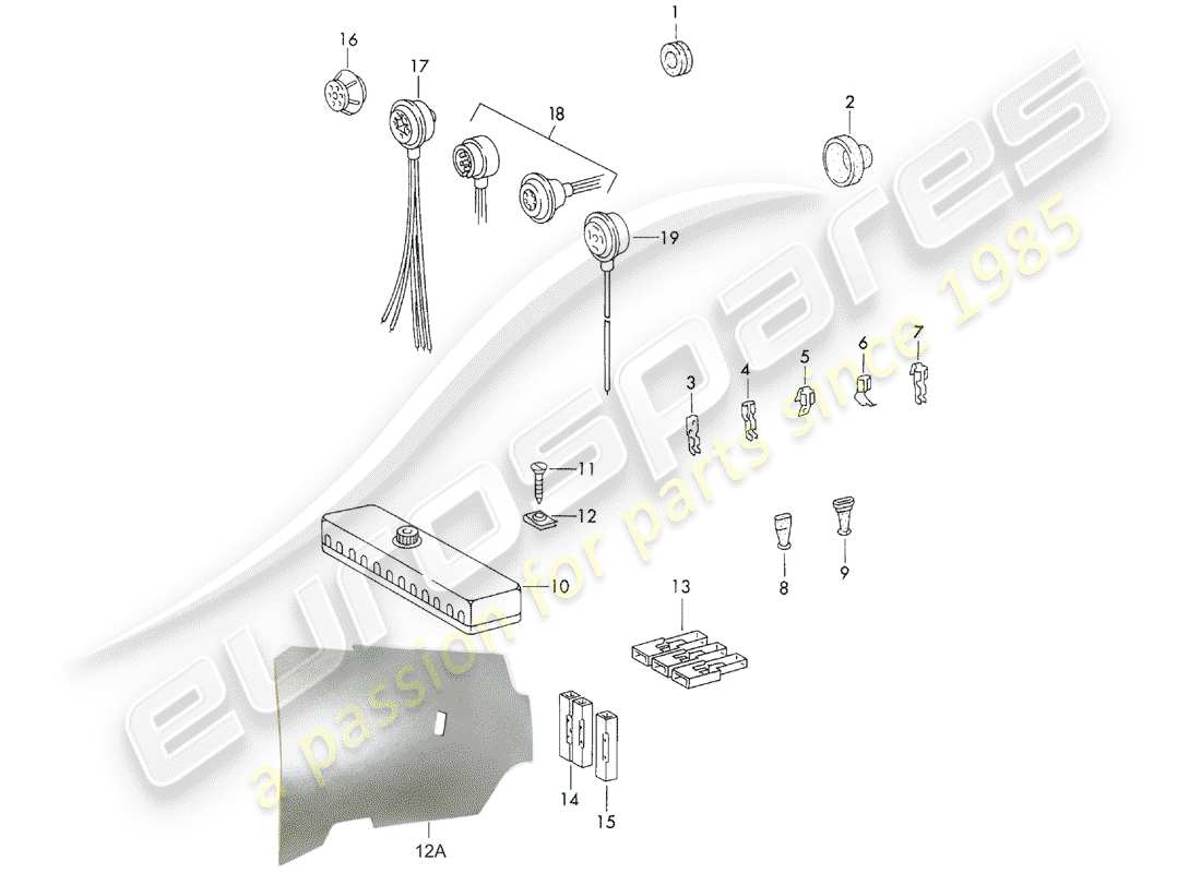 porsche 1969 (911/912) grommets - connector part diagram