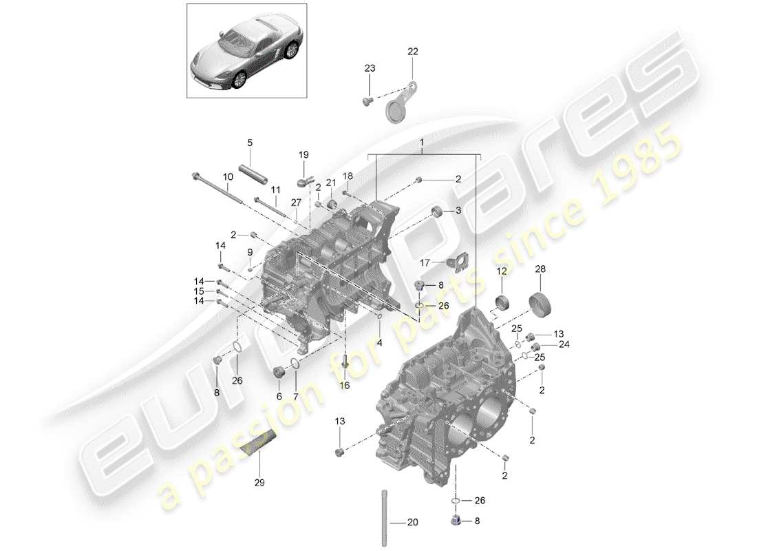 porsche 2017 (718 boxster) crankcase part diagram