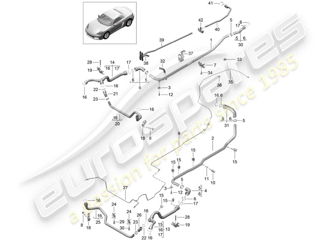 porsche 2017 (718 boxster) water cooling part diagram