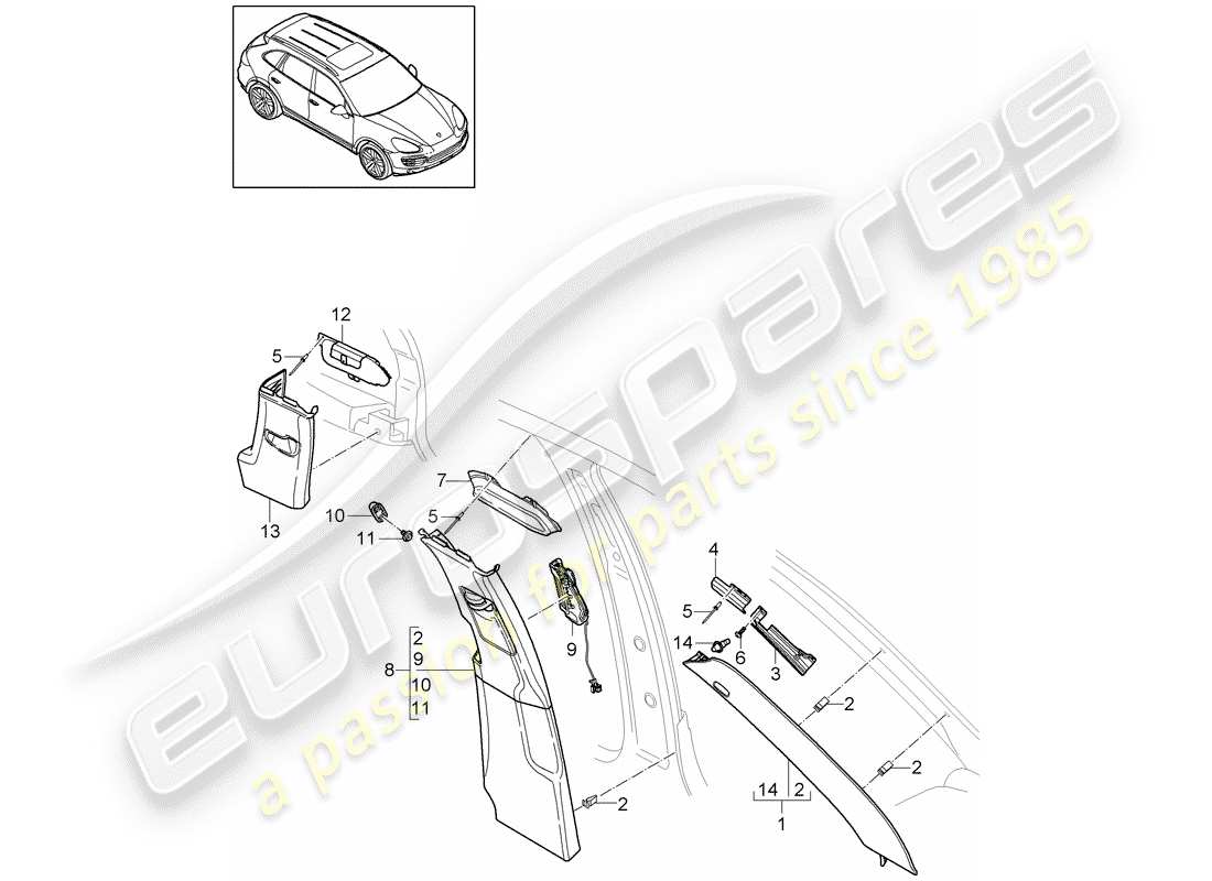 porsche 2017 (cayenne e2 92a) lining part diagram