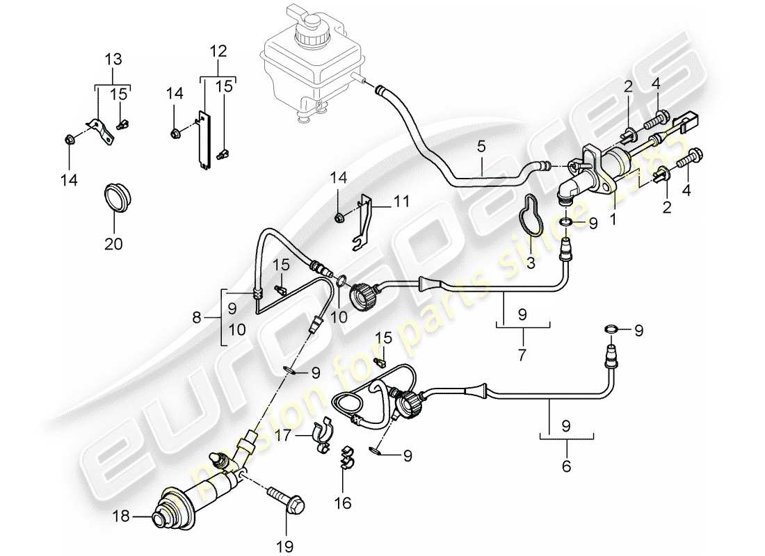 porsche 2008 (cayenne e1 9pa) hydraulic clutch part diagram