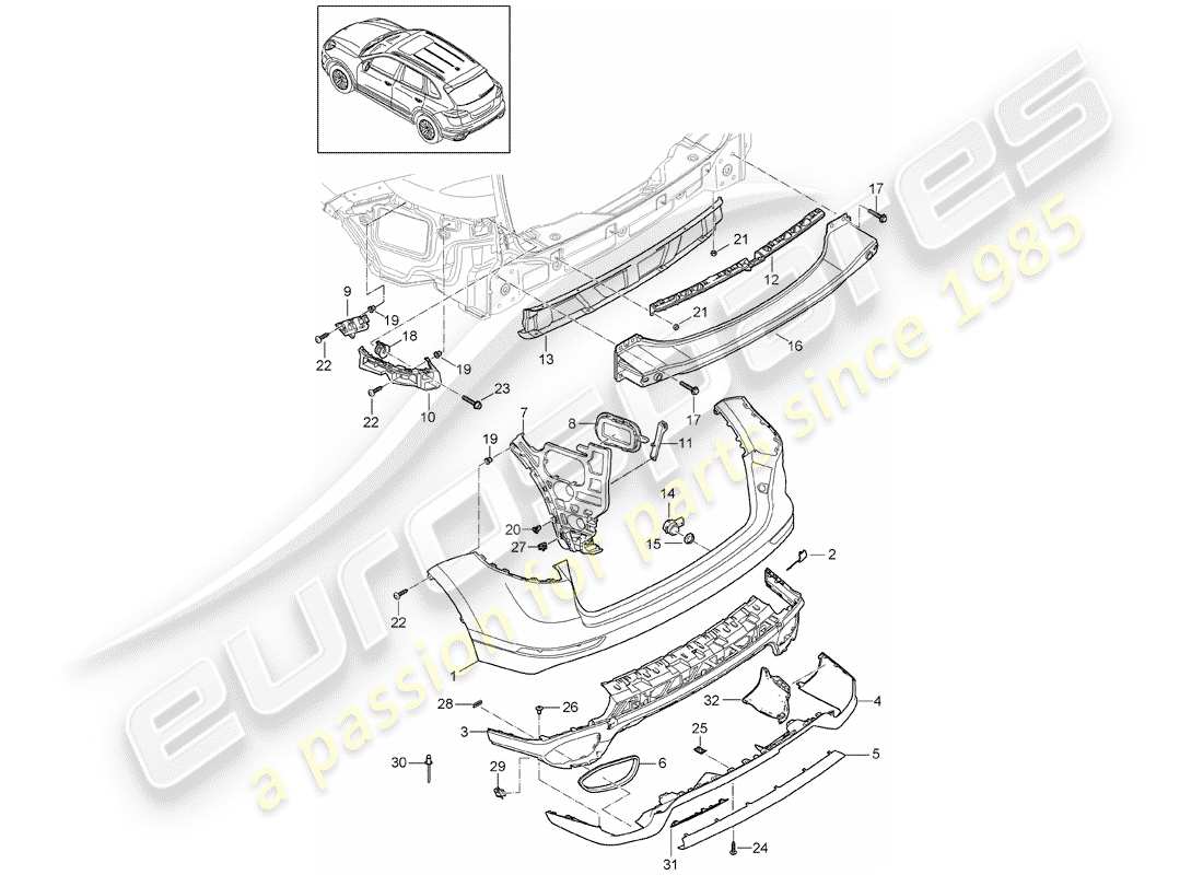 porsche 2018 (cayenne e2 92a) lining part diagram