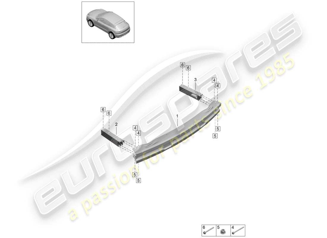 porsche 2020 (macan) bumper bracket part diagram