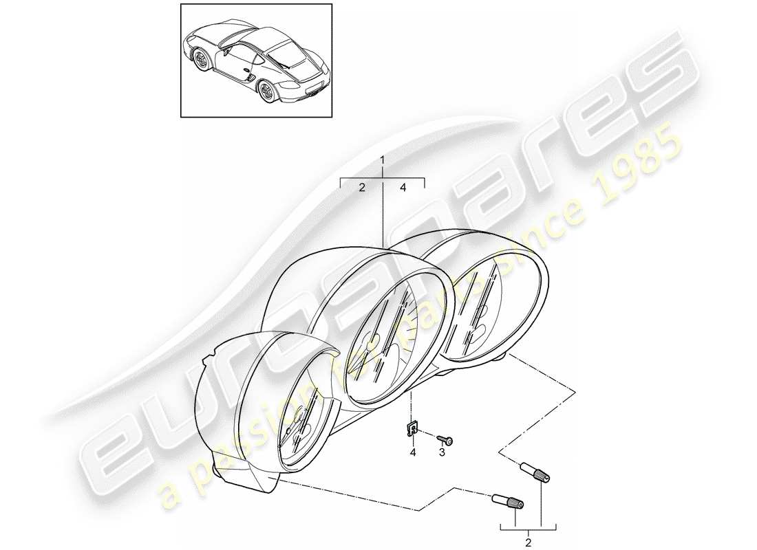 porsche 2010 (987 cayman) instruments part diagram