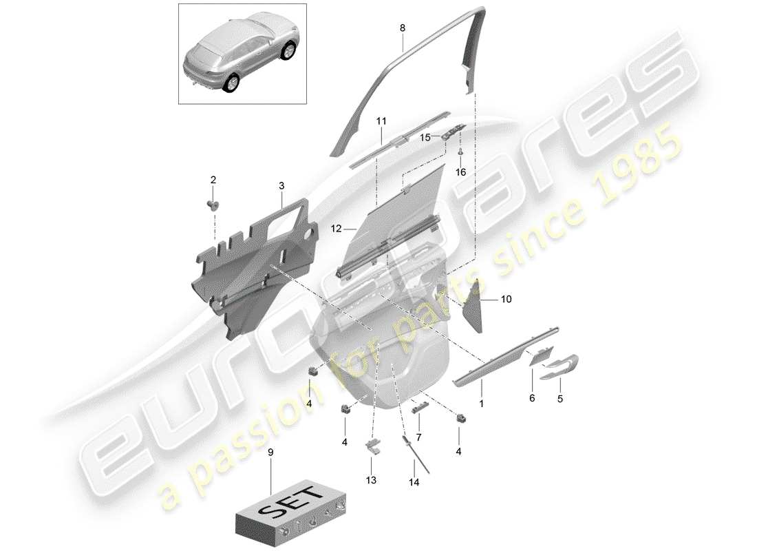 porsche 2014 (macan) accessories part diagram
