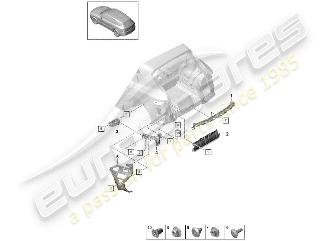 porsche 2018 (cayenne e3 9ya/9yb) fasteners part diagram