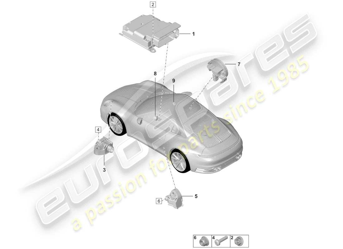 porsche 2020 (992-1) air bag control module parts diagram