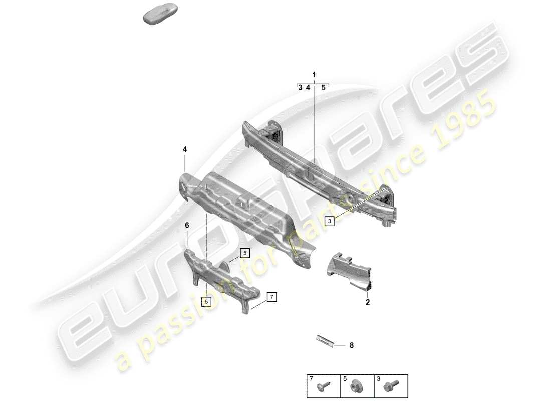porsche 2020 (718 boxster spyder) bumper bracket parts diagram