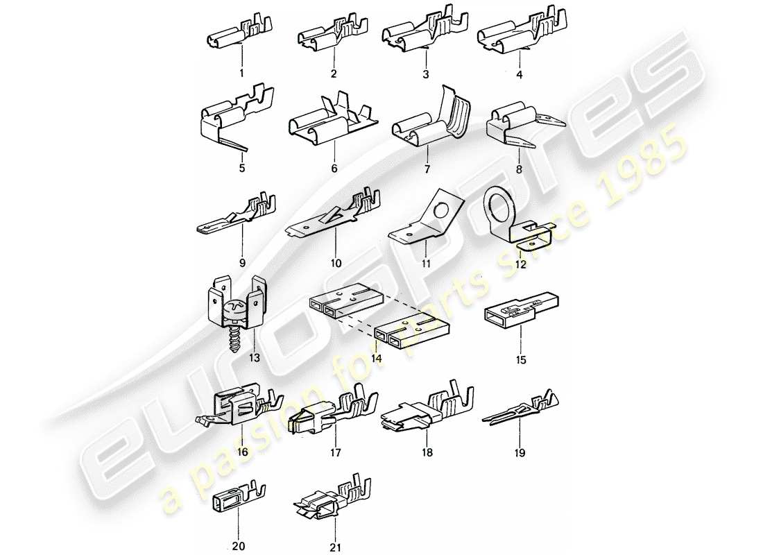 porsche 1987 (911) male blade terminal - push-on connector part diagram