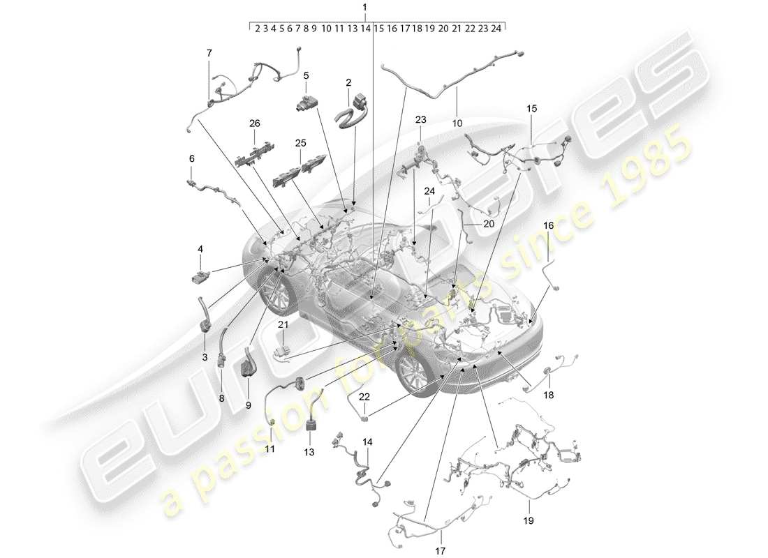 porsche 2017 (718 boxster) wiring harnesses part diagram