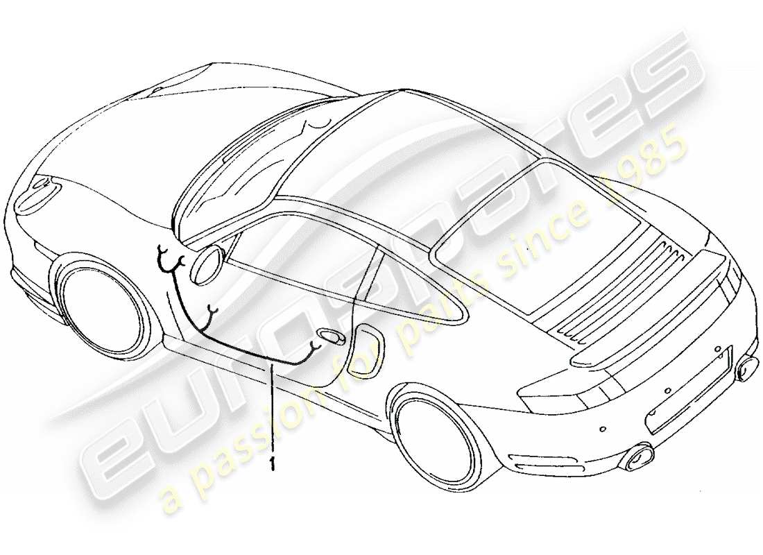 porsche 2003 (996 turbo / gt2) wiring harnesses - driver's door - passenger's door - convertible top control - sub frame part diagram