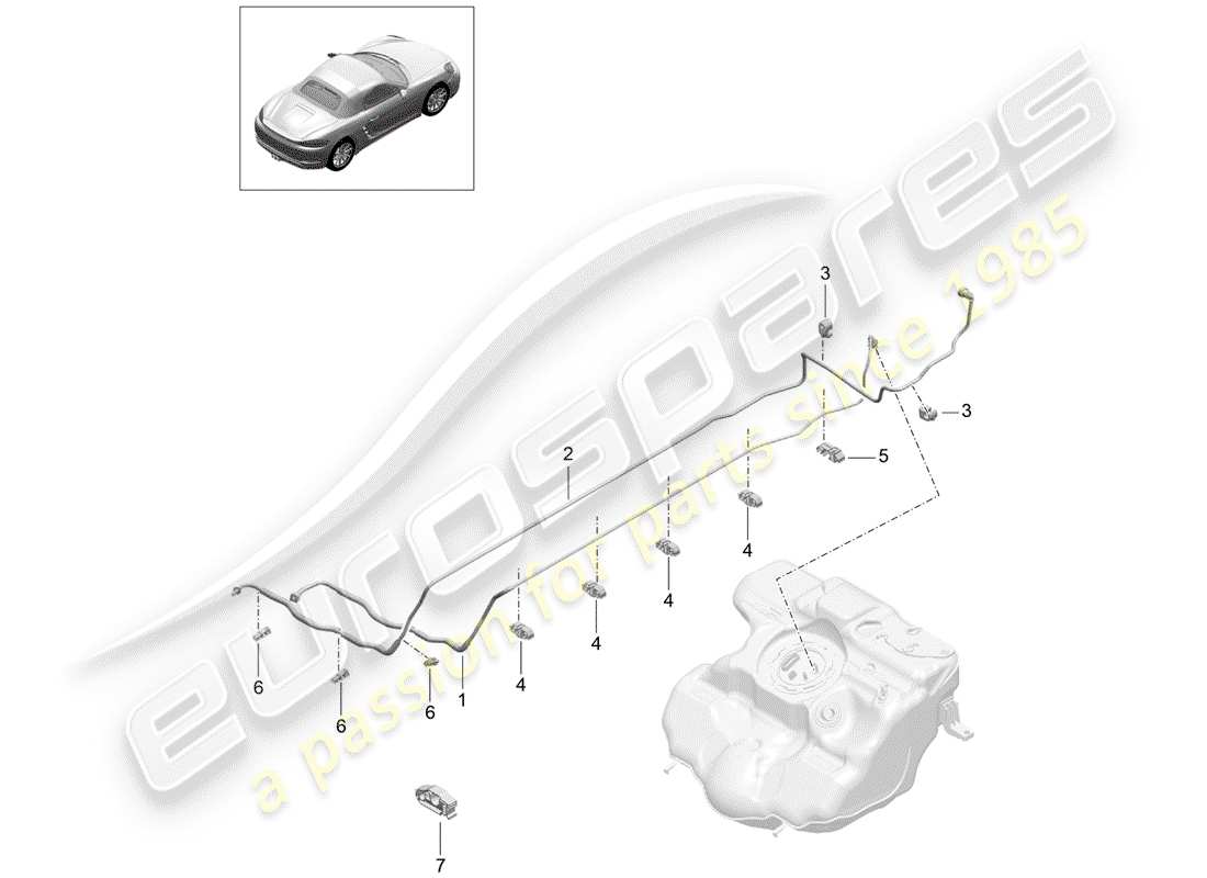 porsche 2017 (718 boxster) fuel line part diagram