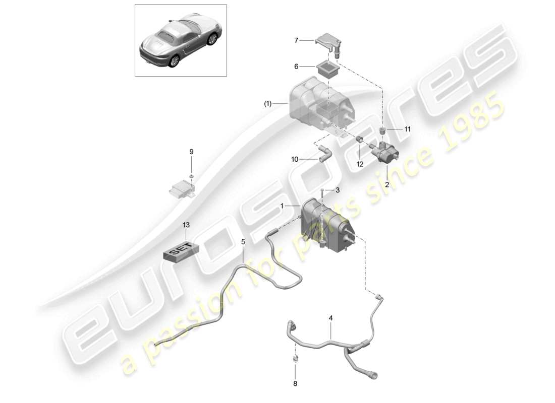 porsche 2020 (718 boxster) activated charcoal container part diagram