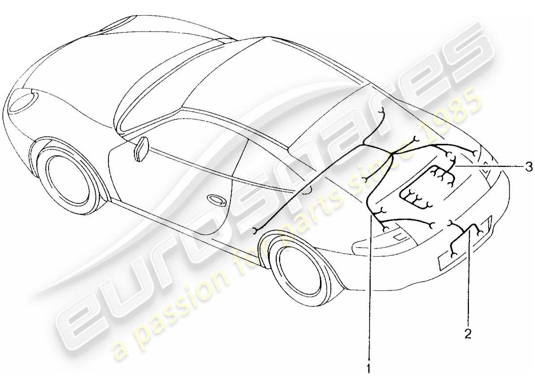 porsche 2004 (996) wiring harnesses - rear end - additional brake light - license plate light - engine - transmission - repair kit - anti-locking brake syst. -abs- - brake pad wear indicator - rear axle part diagram