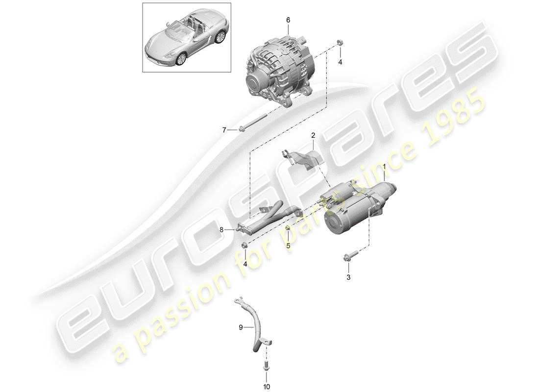 porsche 2018 (718 boxster) starter part diagram