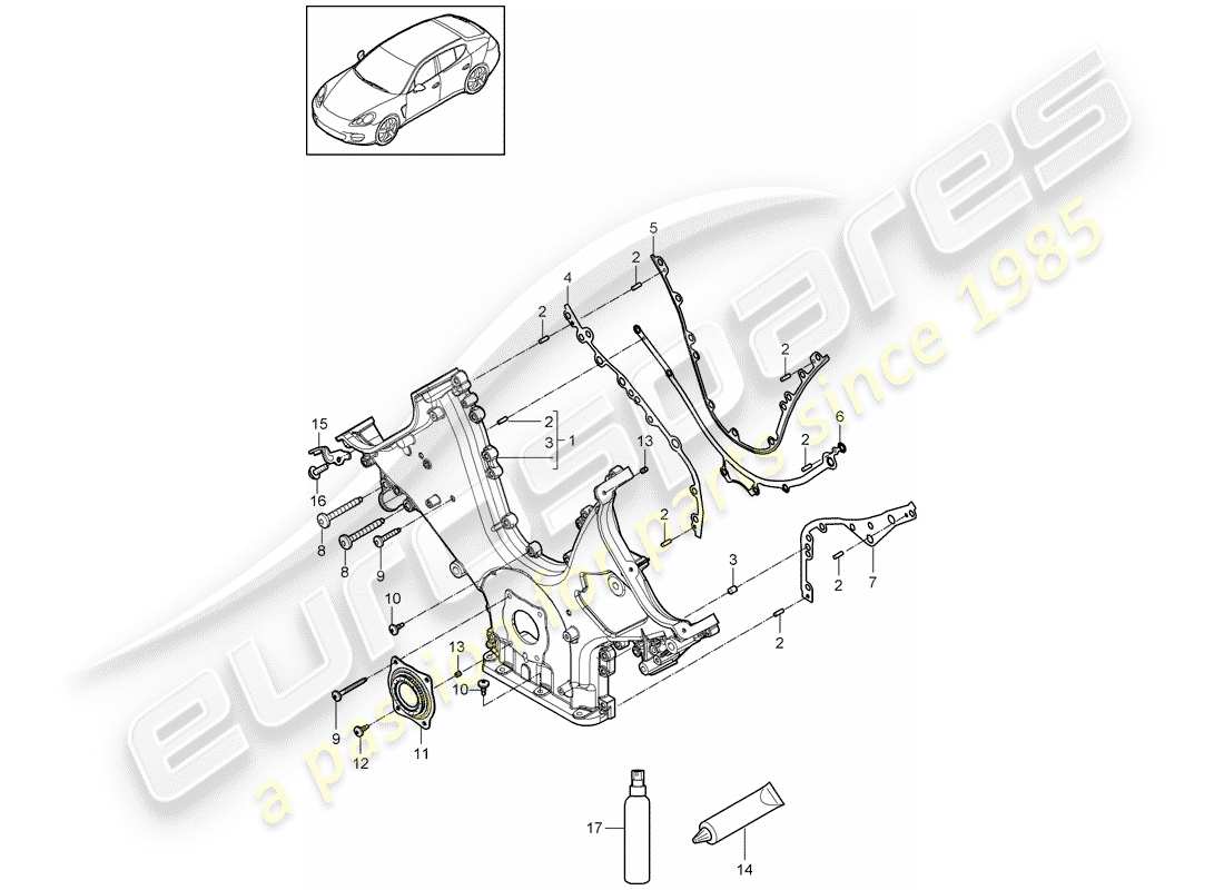 porsche 2010 (panamera 970) cover for timing chain part diagram