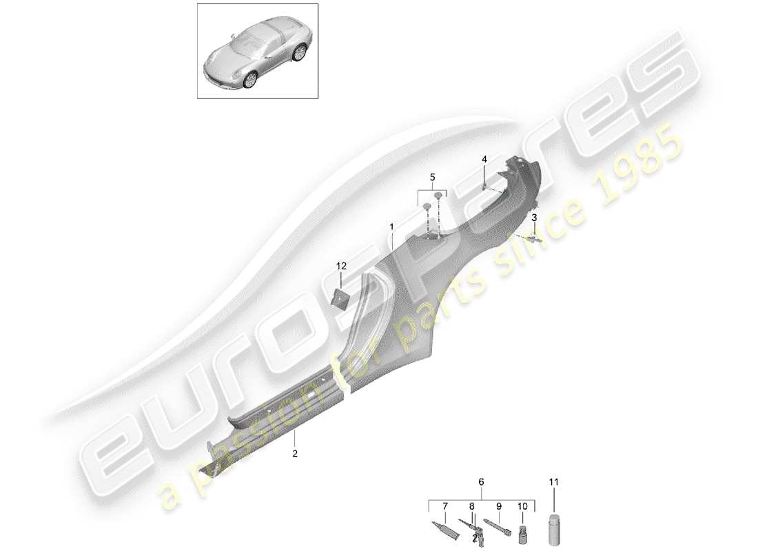 porsche 2017 (991-2) side panel part diagram