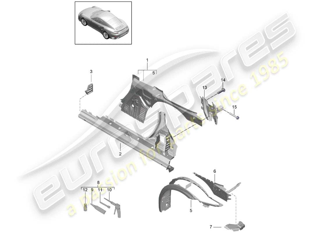 porsche 2019 (991-2 turbo) side panel part diagram