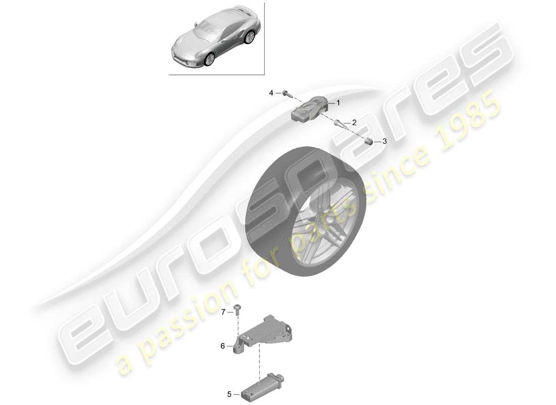 porsche 991 turbo (2017) tire pressure control system part diagram