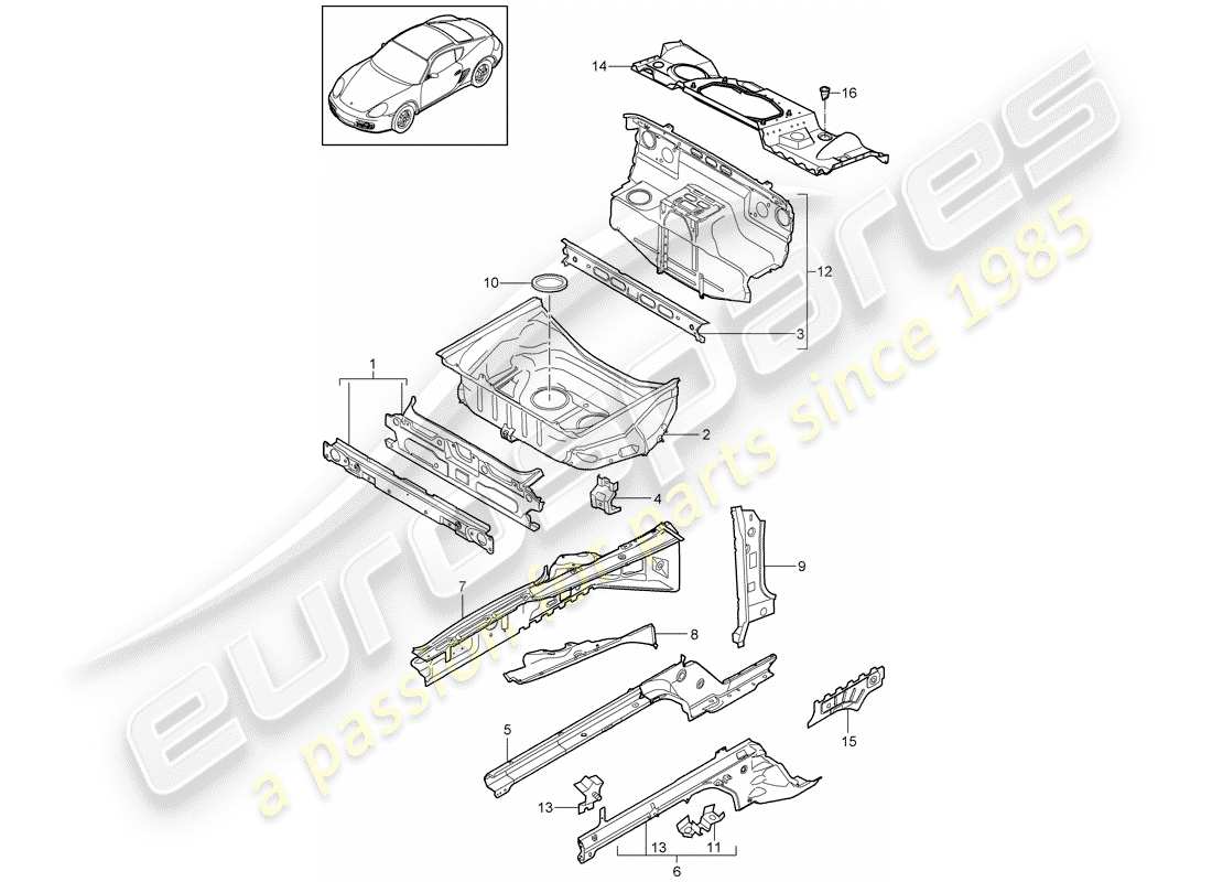 porsche 2011 (987 cayman) front end part diagram