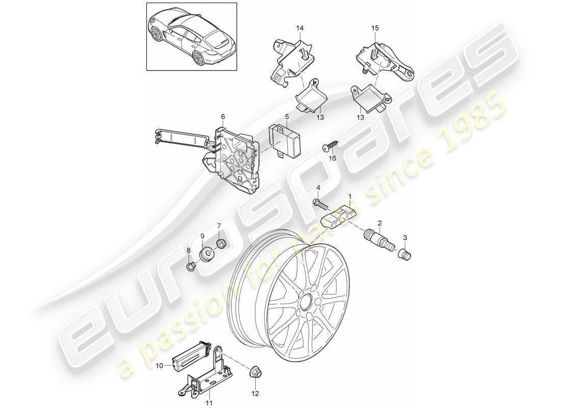 porsche 2010 (panamera 970) tire pressure control system part diagram