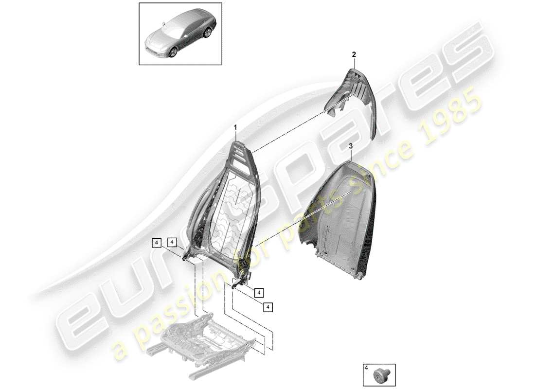 porsche panamera 971 (2017) frame - backrest parts diagram