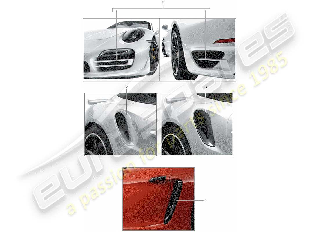 porsche 2013 (tequipment 98x/99x) trim for air inlet part diagram