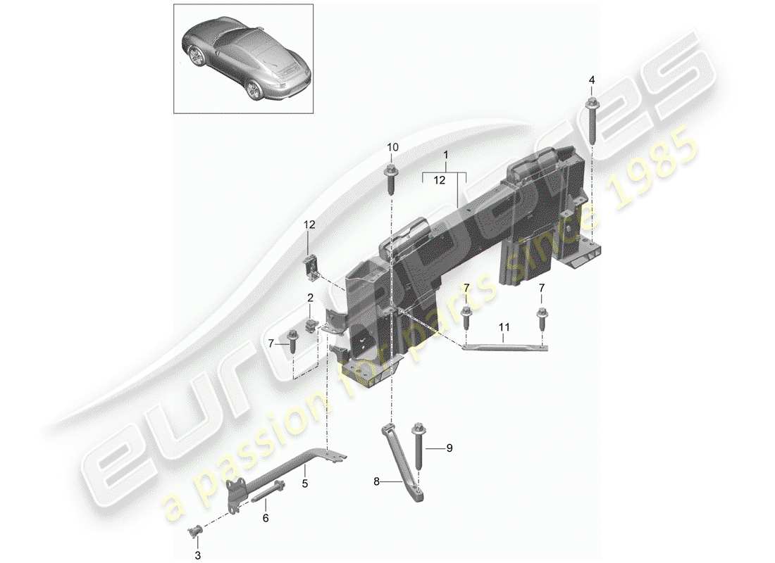 porsche 2013 (991-1) roll bar part diagram
