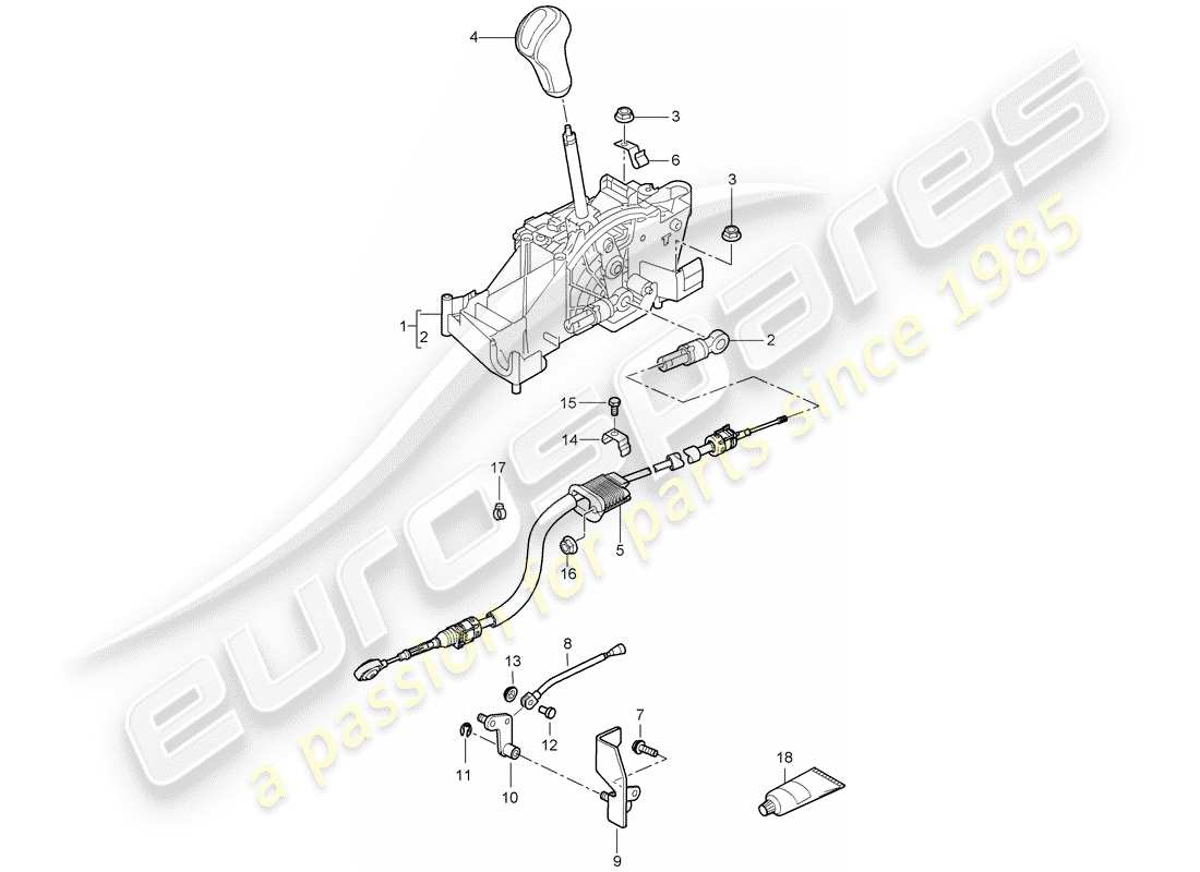 porsche 2008 (987 cayman) selector lever part diagram
