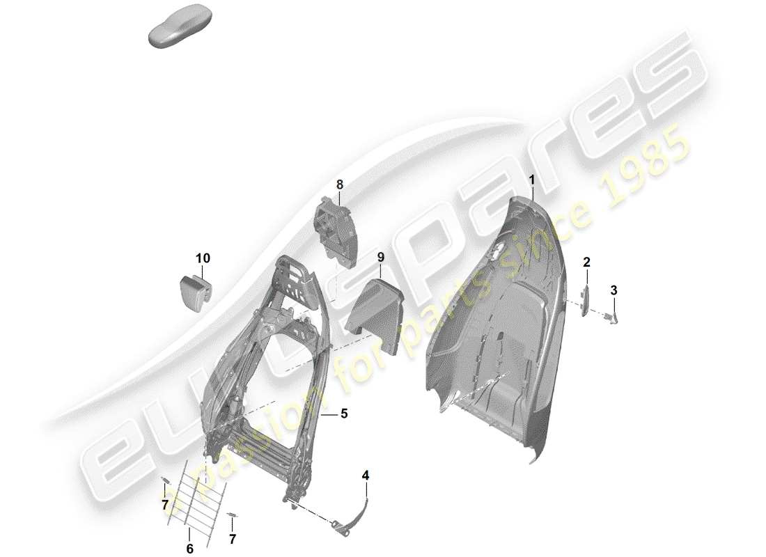 porsche 2020 (718 boxster spyder) backrest shell parts diagram