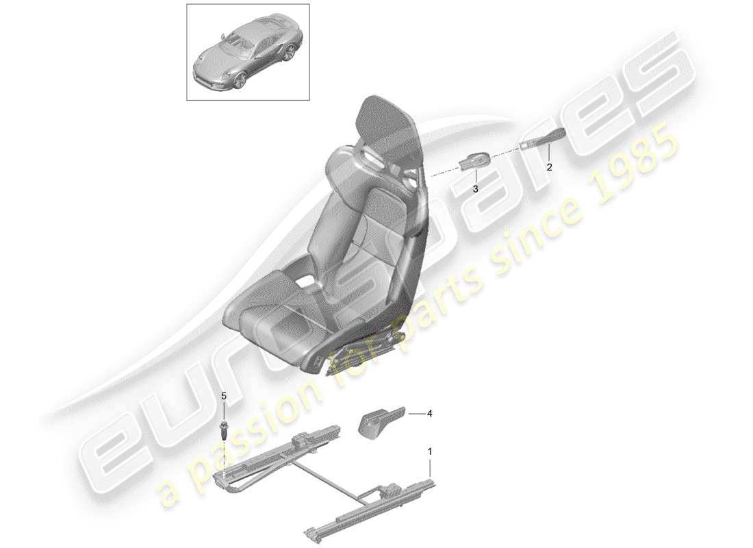 porsche 991 turbo (2016) seat part diagram