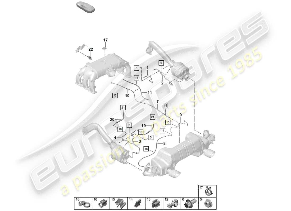 porsche 2019 (718 boxster spyder) petrol particulate filter part diagram