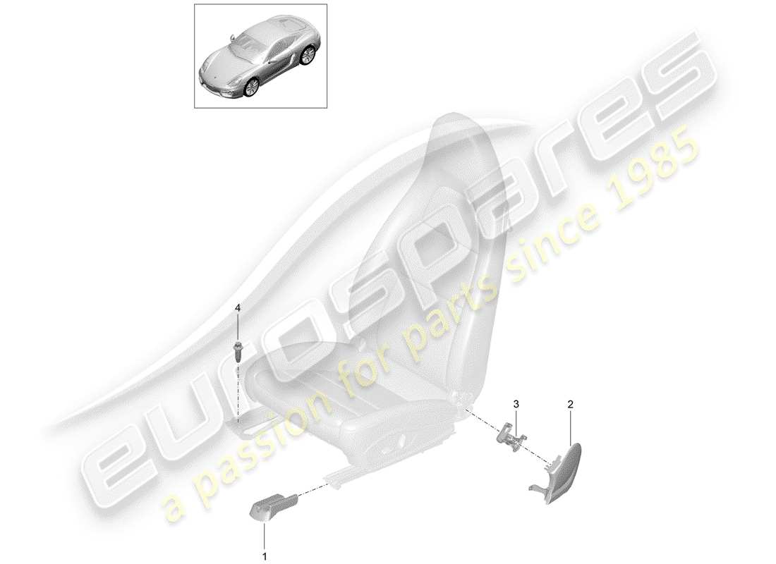 porsche cayman 981 (2014) front seat part diagram