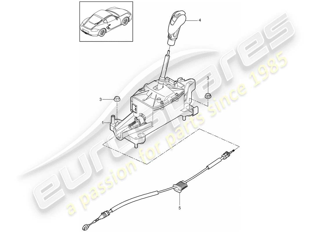 porsche 2010 (987 cayman) selector lever part diagram