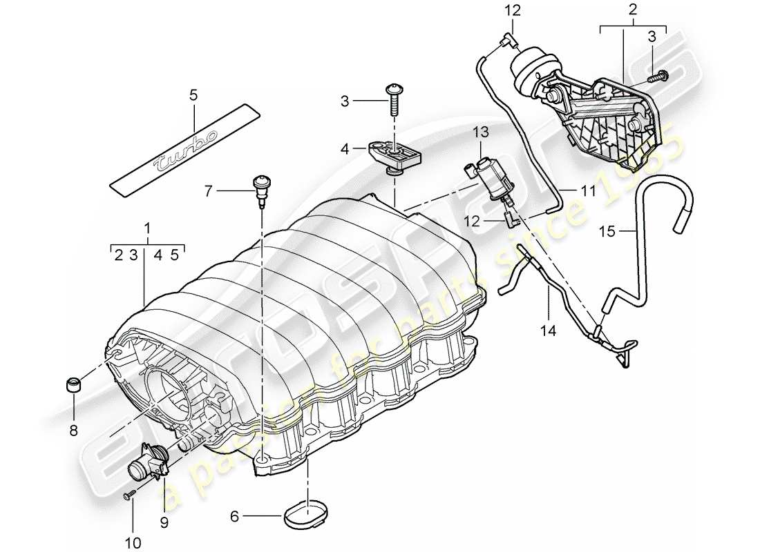 porsche 2010 (cayenne e1 9pa) intake air distributor part diagram
