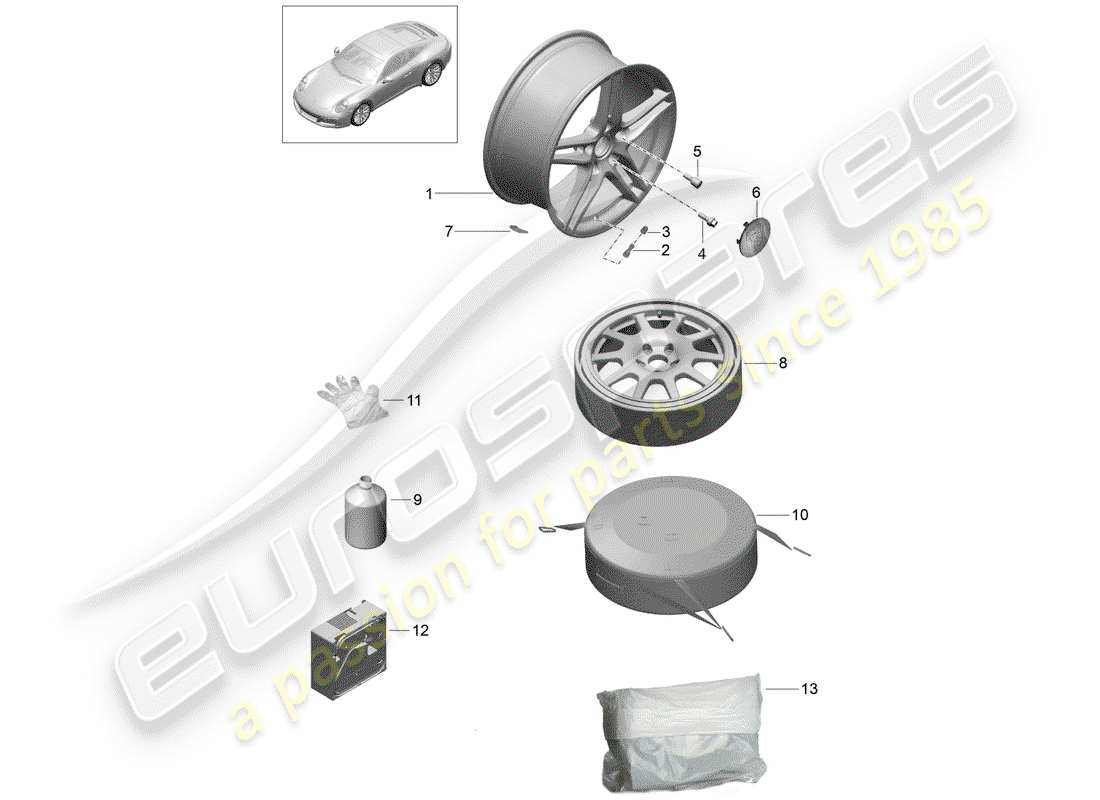porsche 2017 (991-2) alloy wheel part diagram