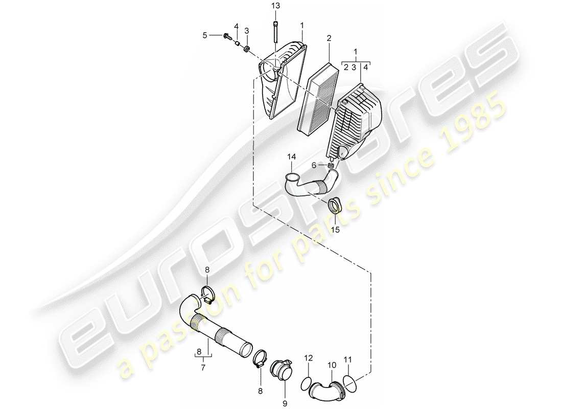 porsche 2007 (cayenne e1 9pa) air cleaner system part diagram