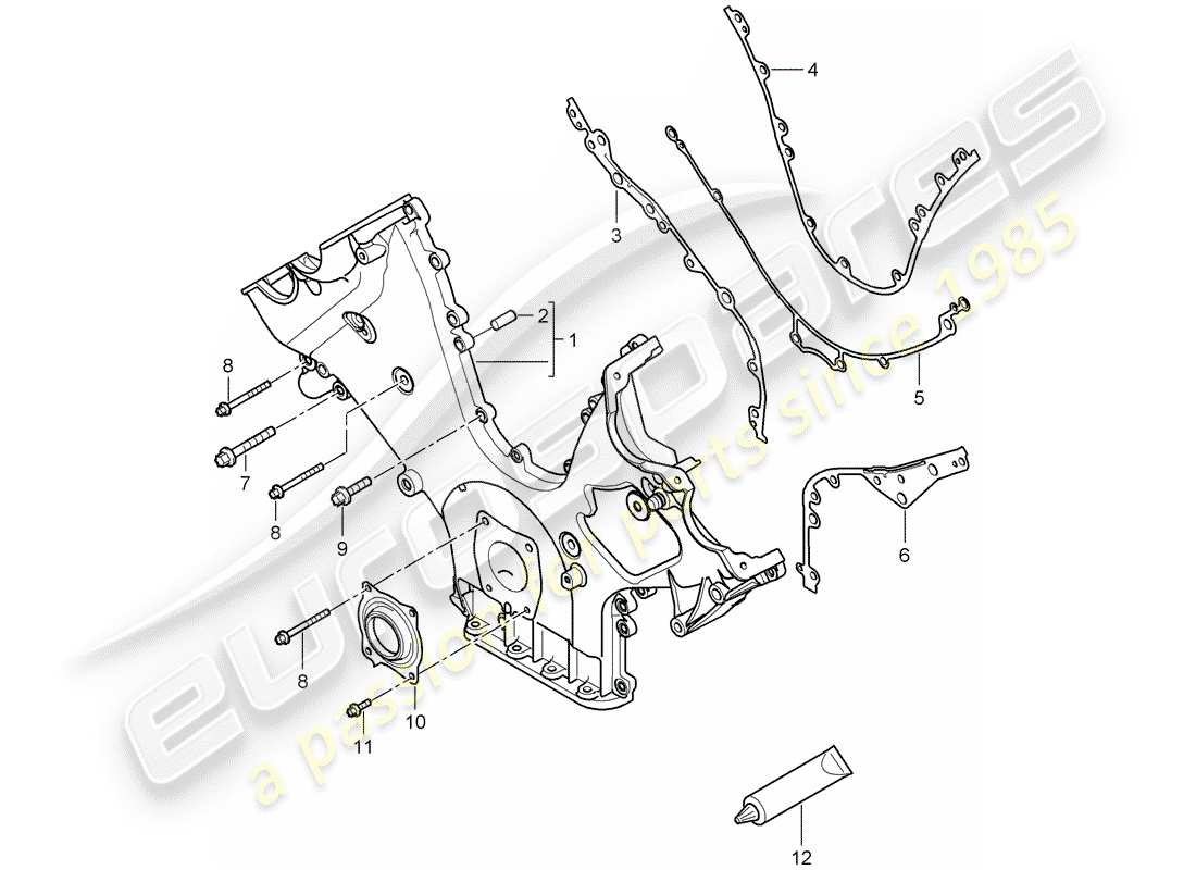 porsche 2007 (cayenne e1 9pa) cover for timing chain part diagram