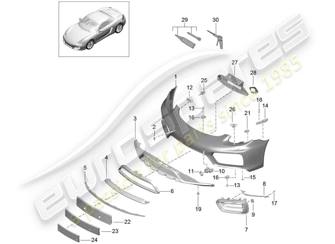 porsche cayman 981 (2014) bumper part diagram