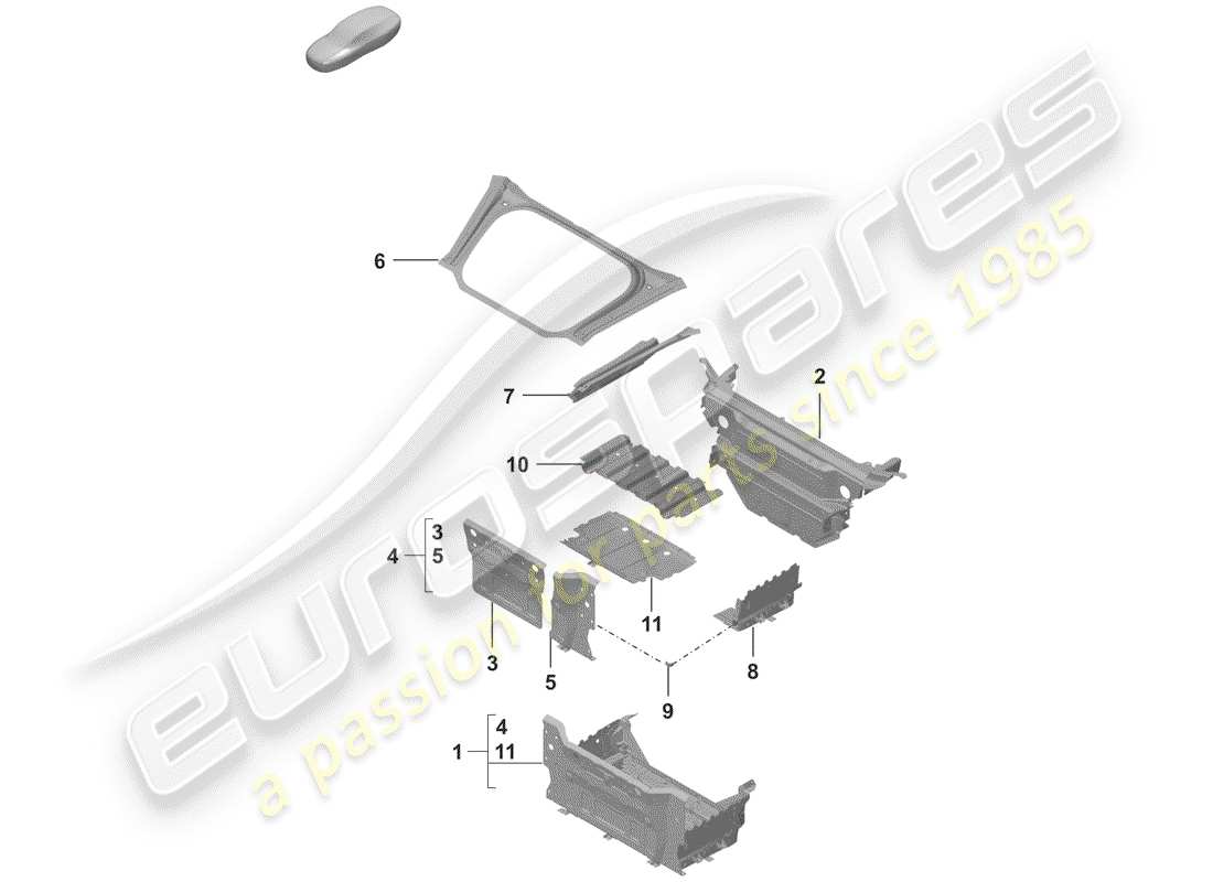porsche 2019 (992-1) front end part diagram