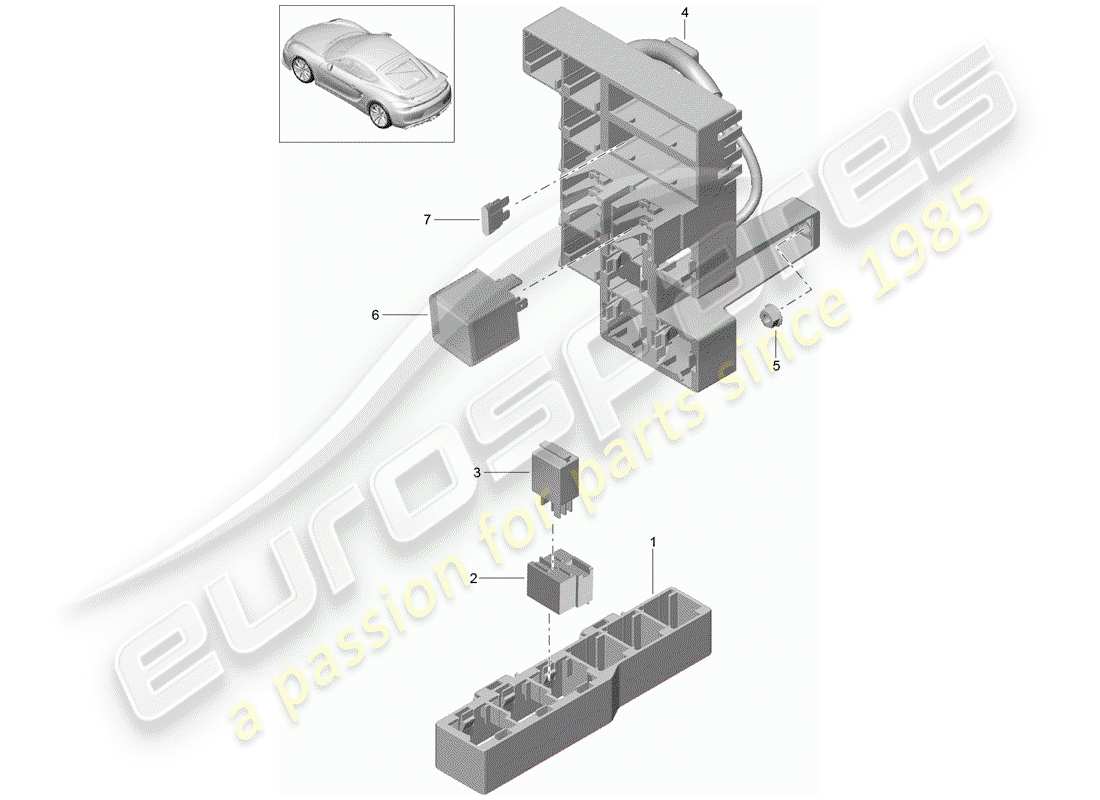porsche 2016 (981 cayman gt4) fuse box/relay plate part diagram